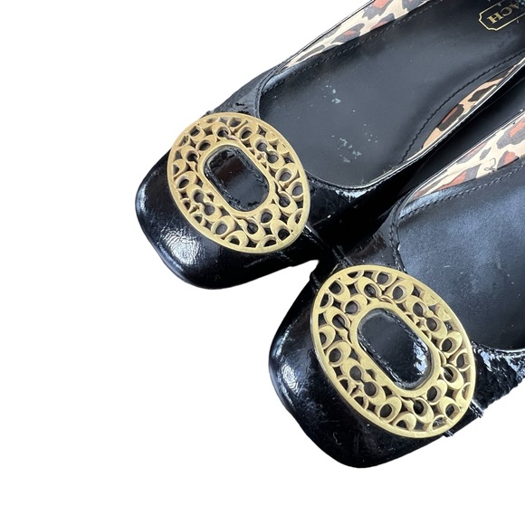 Coach Black Patent Leather Flats with Gold Hardware - Picture 4 of 8